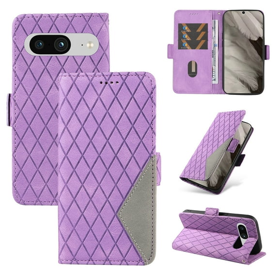 TECH CIRCLE Flip Wallet Case for Google Pixel 8 6.2" 2023,Premium PU Leather Full Protection Magnetic Clasp Folio Flip Kickstand ID Credit Card Slots Shock Absorption Wallet Phone Case,Purple