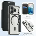 thumbnail image 1 of TECH CIRCLE Flip Wallet Case for iPhone 16e - Clear Back Cover, Compatible with MagSafe, Built-in 3 Card Slots, RFID Blocking, PU Leather Slim Fit Lightweight Protective Case, Black, 1 of 7