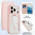 thumbnail image 1 of TECH CIRCLE Flip Wallet Case for iPhone 17 Air - Clear Back Cover, Compatible with MagSafe, Built-in 3 Card Slots, RFID Blocking, PU Leather Slim Fit Lightweight Protective Case, Pink, 1 of 7