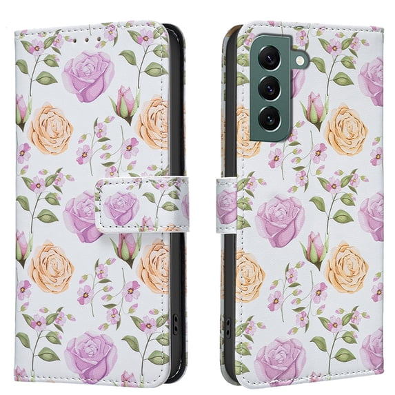 TECH CIRCLE Flip Wallet Phone Case for Galaxy A36 5G (6.7", 2025) with Credit Card/Cash Slot, Stand Feature, Beatiful Floral Pattern PU Leather Protective Lightweight Case, Purple Yellow Roses