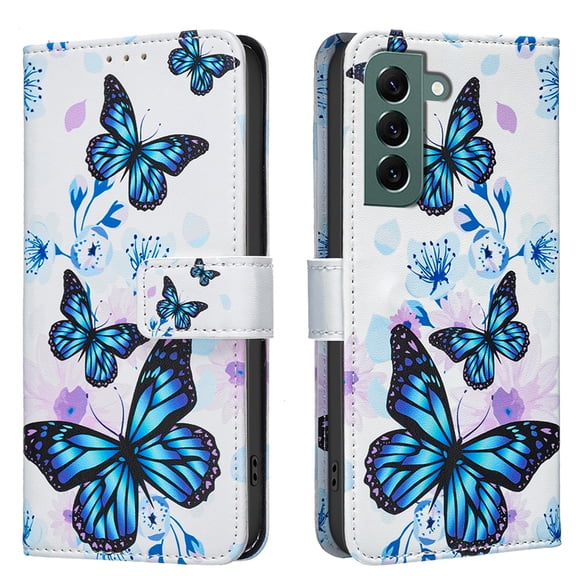 TECH CIRCLE Flip Wallet Phone Case for Galaxy A36 5G (6.7", 2025) with Credit Card/Cash Slot, Stand Feature, Cute Butterfly Pattern PU Leather Protective Shockproof Lightweight Slim Case, Blue