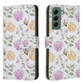 thumbnail image 1 of TECH CIRCLE Flip Wallet Phone Case for Galaxy S22 Plus (6.6", 2022) with Credit Card/Cash Slot, Stand Feature, Beatiful Floral Pattern PU Leather Protective Lightweight Case, Purple Yellow Roses, 1 of 6