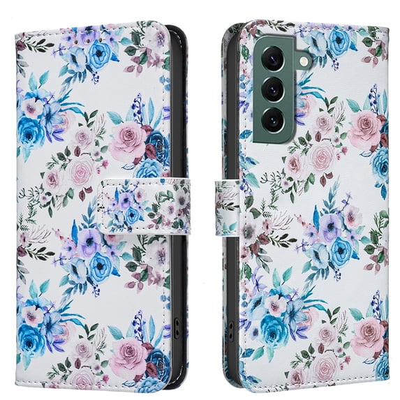 TECH CIRCLE Flip Wallet Phone Case for Galaxy S22 Ultra (6.8", 2022) with Credit Card/Cash Slot, Stand Feature, Beatiful Floral Pattern PU Leather Protective Lightweight Cute Case, Colorful Flowers