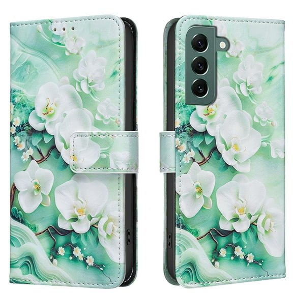 TECH CIRCLE Flip Wallet Phone Case for Galaxy S23 (6.1", 2023) with Credit Card/Cash Slot, Stand Feature, Beatiful Floral Pattern PU Leather Protective Anti Scratch Lightweight Case, Magnolia