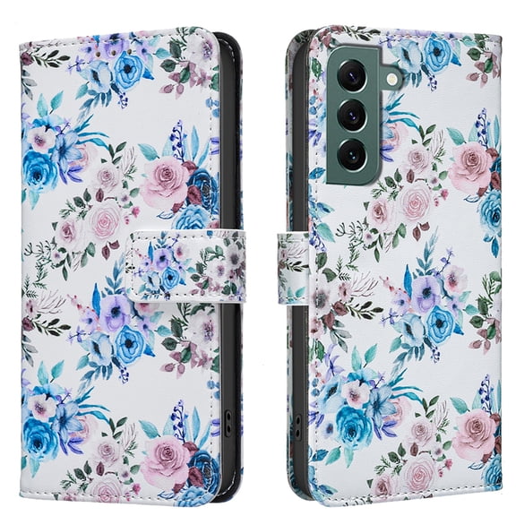 TECH CIRCLE Flip Wallet Phone Case for Galaxy S23 Plus (6.6", 2023) with Credit Card/Cash Slot, Stand Feature, Beatiful Floral Pattern PU Leather Protective Lightweight Cute Case, Colorful Flowers