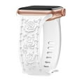 thumbnail image 1 of TECH CIRCLE Floral Engraved Band for Apple Watch Band 40mm 41mm 38mm Women, Soft Silicone Cute Flower Rose Embossed Sport Strap for iWatch Band Series SE 9 8 7 6 5 4 3 2 1,White, 1 of 6