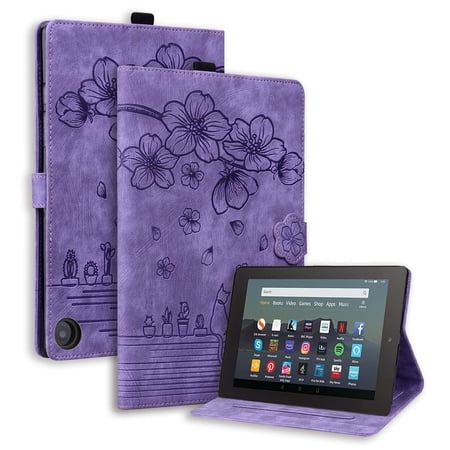 TECH CIRCLE Folio Case for All-New Amazon Kindle Fire HD 10 & Fire HD 10 Plus Tablet (11th Generation, 2021 Release),Slim Premium PU Leather Stand Protective Smart Cover with Auto Wake/Sleep, Purple