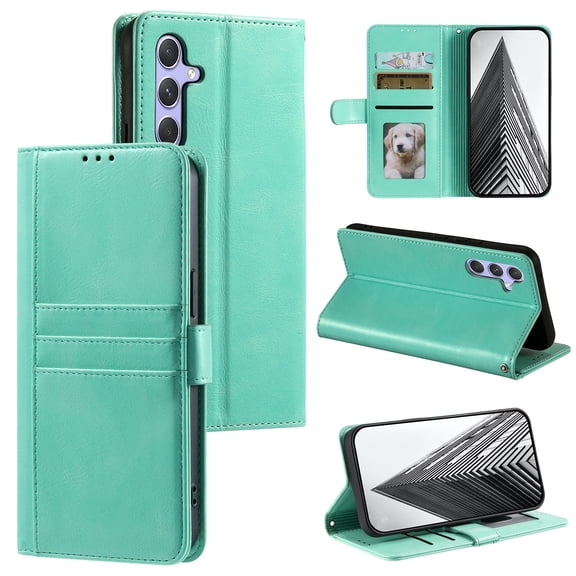 TECH CIRCLE Folio Case for Google Pixel 7 (6.3") 2022 Phone - Protective Flip Fold Case with Wrist Strap, Built-in Stand & Card Slots Holders, Lightweight Portable Phone Cover, Green