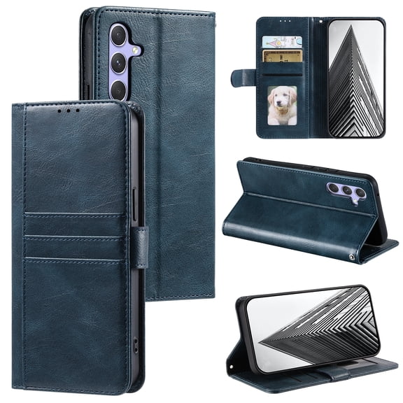 TECH CIRCLE Folio Case for Google Pixel 7 Pro (6.7") 2022 Phone - Protective Flip Fold Case with Wrist Strap, Built-in Stand & Card Slots Holders, Lightweight Portable Phone Cover, Dark Blue