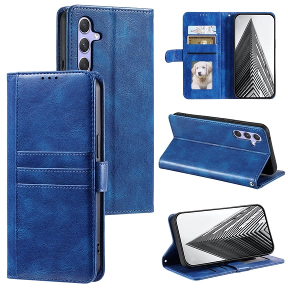 TECH CIRCLE Folio Case for Google Pixel 8 Pro (6.7") 2023 Phone - Protective Flip Fold Case with Wrist Strap, Built-in Stand & Card Slots Holders, Lightweight Portable Phone Cover, Blue