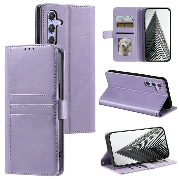 TECH CIRCLE Folio Case for Samsung Galaxy A33 5G (6.4") 2022 Phone - Protective Flip Fold Case with Wrist Strap, Built-in Stand & Card Slots Holders, Lightweight Portable Phone Cover, Purple