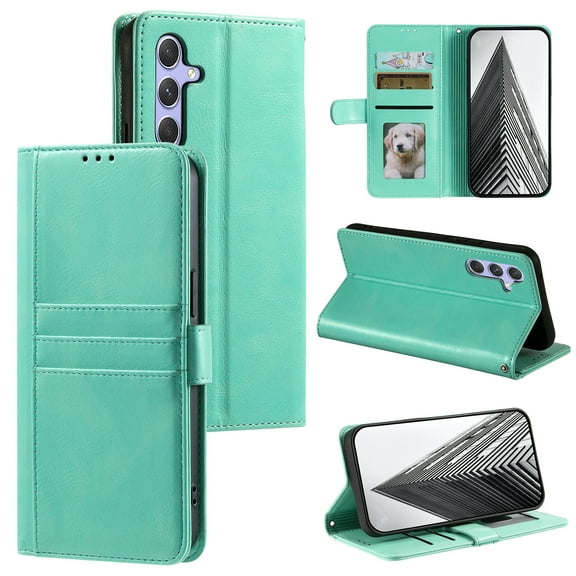 TECH CIRCLE Folio Case for Samsung Galaxy S10E (5.8") 2019 Phone - Protective Flip Fold Case with Wrist Strap, Built-in Stand & Card Slots Holders, Lightweight Portable Phone Cover, Green