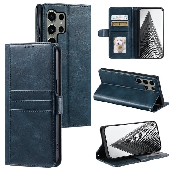 TECH CIRCLE Folio Case for Samsung Galaxy S20 Ultra (6.9") 2020 Phone - Protective Flip Fold Case with Wrist Strap, Built-in Stand & Card Slots Holders, Lightweight Portable Phone Cover, Dark Blue