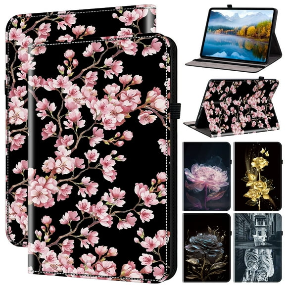 TECH CIRCLE Folio Case for Samsung Galaxy Tab A9+ Plus Tablet 11" 2023 (SM-X210) - PU Leather Protective Case [Built-in Stand/Slots/Elastic Strap/S Pen Loop] Lightweight Cute Cover, Pink Floral