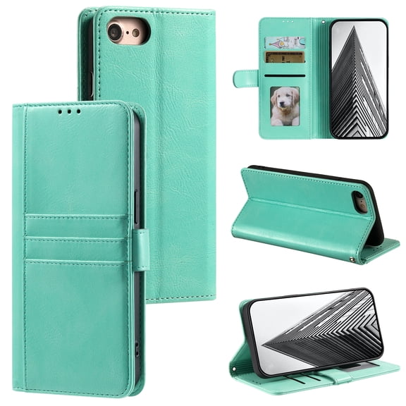 TECH CIRCLE Folio Case for iPhone 6s & iPhone 6 (4.7") 2015 Phone - Protective Flip Fold Case with Wrist Strap, Built-in Stand & Card Slots Holders, Lightweight Portable Phone Cover, Green