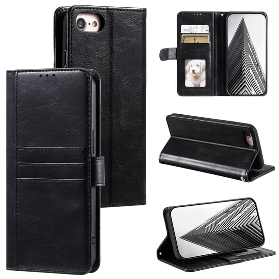 TECH CIRCLE Folio Case for iPhone 6s Plus & iPhone 6s (5.5") 2015 Phone - Protective Flip Fold Case with Wrist Strap, Built-in Stand & Card Slots Holders, Lightweight Portable Phone Cover, Black