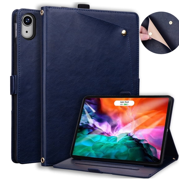 TECH CIRCLE Folio Cover for iPad Mini A17 Pro / Mini 6th Generation 8.3" Stand PU Leather Flip Wallet Case with Card Slots, Navy