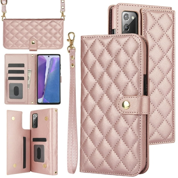 TECH CIRCLE Folio Faux Leather Case for Samsung Galaxy S22 Ultra (6.8") 2022 - Protective Phone Case, Built-in Stand & Card Slots & Wrist Strap & Button Closure, Lightweight Portable Cover, Pink