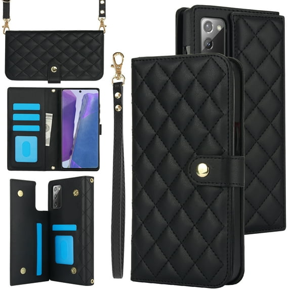 TECH CIRCLE Folio Faux Leather Case for Samsung Galaxy S24 (6.2") 2024 - Protective Stylish Phone Case, Built-in Stand & Card Slots & Wrist Strap & Button Closure, Lightweight Portable Cover, Black