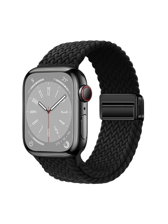 TECH CIRCLE For Apple Watch 42/44/45/49mm Adjustable Elastic Watch Band, Nylon Stretchy Solo Loop Bracelet Women Replacement for iWatch Bands Ultra 1/2 Series SE/9/8/7/6/5/4/3/2/1,M Black
