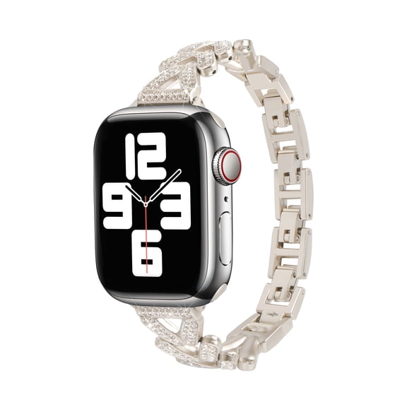 TECH CIRCLE For Apple Watch Band 38mm 40mm 41mm Series 9 8 7 6 5 4 3 2 1 SE for women, Bling Replacement Bracelet iWatch Band, Sparkle Diamond Rhinestone Stainless Steel Metal Wristband,Starlight