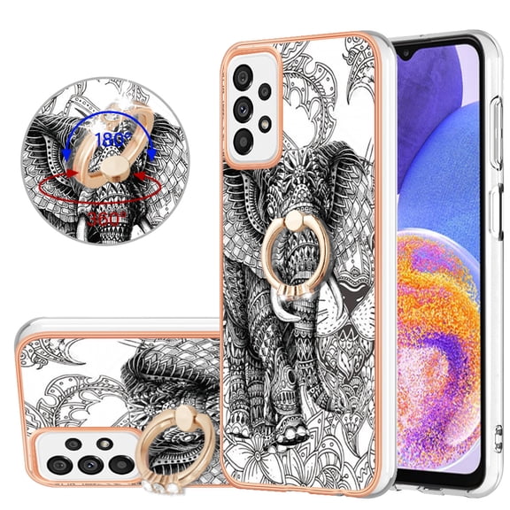 TECH CIRCLE For Galaxy A03s Case with Stand,360 Rotatable Shiny Ring Holder Kickstand Soft TPU Girls Women Case Shockproof Protective Phone Case for Samsung Galaxy A03S 6.5" 2021,Elephant
