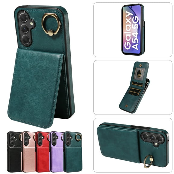 TECH CIRCLE For Galaxy A14 5G Wallet Case with Card Holder, Thin Slim PU Leather Finger Ring Kickstand Shockproof Protective Magnetic Women Men Phone Cover for Samsung Galaxy A14 5G 6.6" 2023,Green