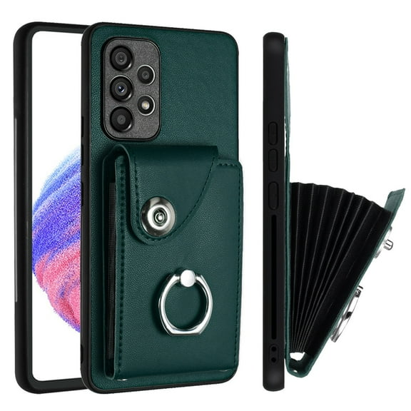 TECH CIRCLE For Galaxy A24 4G Wallet Case with Card Holder,360°Rotation Finger Ring Holder Kickstand Protective RFID Blocking PU Leather Flip Cover for Samsung Galaxy A24 4G 6.5" 2023,Green
