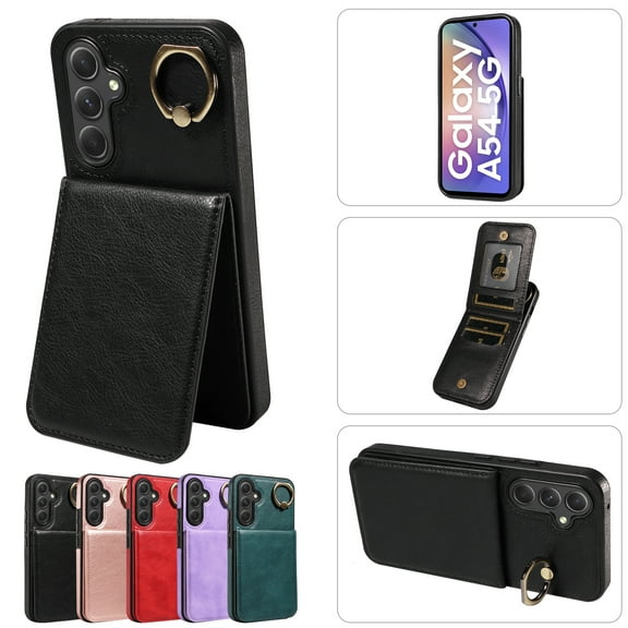TECH CIRCLE For Galaxy A33 5G Wallet Case with Card Holder, Thin Slim PU Leather Finger Ring Kickstand Shockproof Protective Magnetic Women Men Phone Cover for Samsung Galaxy A33 5G 6.4" 2022,Black