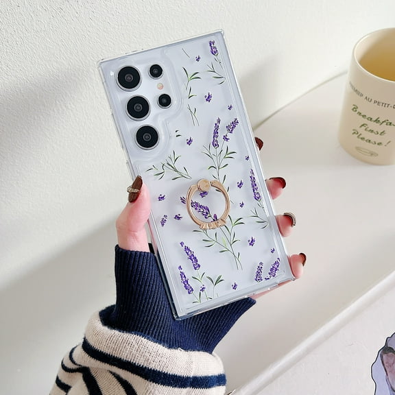 TECH CIRCLE For Galaxy A53 5G Case, 360 Rotating Ring Holder Kickstand Soft Slim Shockproof Protective TPU Girls Women Clear Cute Case for Samsung Galaxy A53 5G 6.5" 2022,Lavender