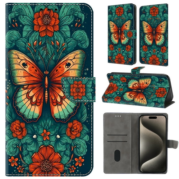 TECH CIRCLE For Galaxy Note 20 Ultra Case,Premium PU Leather Funny Pattern Flip Wallet Case Cover with Card Slots Kickstand Women Girls Case for Samsung Galaxy Note 20 Ultra 5G 6.9" 2020,Butterfly