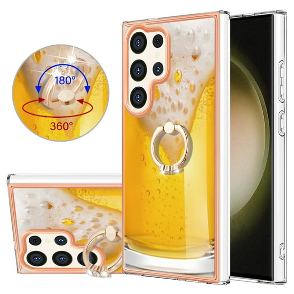 TECH CIRCLE For Galaxy S21 Case with Stand,360 Rotatable Shiny Ring Holder Kickstand Soft TPU Girls Women Case Shockproof Protective Phone Case for Samsung Galaxy S21 6.2" 2022,Beer