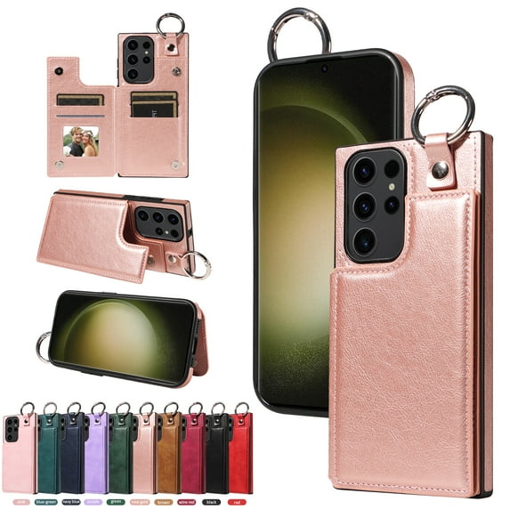 TECH CIRCLE For Galaxy S22 Plus Wallet Case with Card Holder, PU Leather Kickstand Finger Grip Ring Shockproof Women Men Magnetic Protective Wallet Cover for Samsung Galaxy S22 Plus 6.6",Rosegold