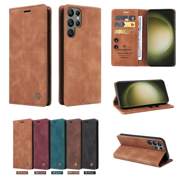 TECH CIRCLE For Galaxy S22 Ultra Wallet case,PU Leather Flip Folio Case with Card Holders RFID Blocking Kickstand Shockproof TPU Inner Shell Phone Cover forSamsung Galaxy S22 Ultra 6.8" 2022,Brown