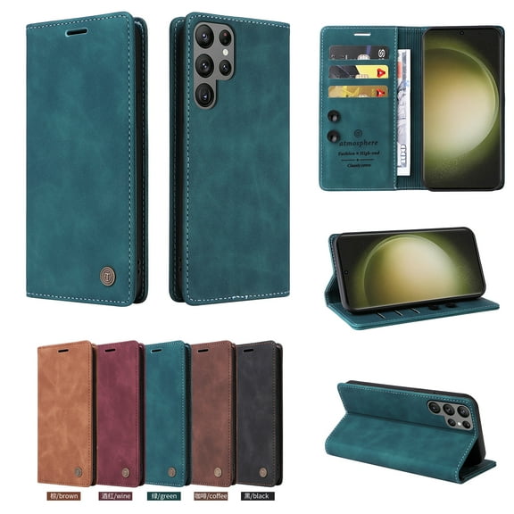 TECH CIRCLE For Galaxy S22 Wallet case,PU Leather Flip Folio Case with Card Holders RFID Blocking Kickstand Shockproof TPU Inner Shell Phone Cover forSamsung Galaxy S22 6.1" 2022,Green