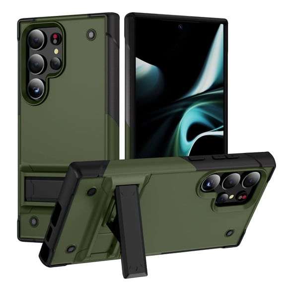 TECH CIRCLE For Galaxy S23 FE Protective Case Cover,Built-in Kickstand Heavy Duty Military Grade Protection Shock Proof Armour Cover for Samsung Galaxy S23 FE 6.4" 2023,Armygreen