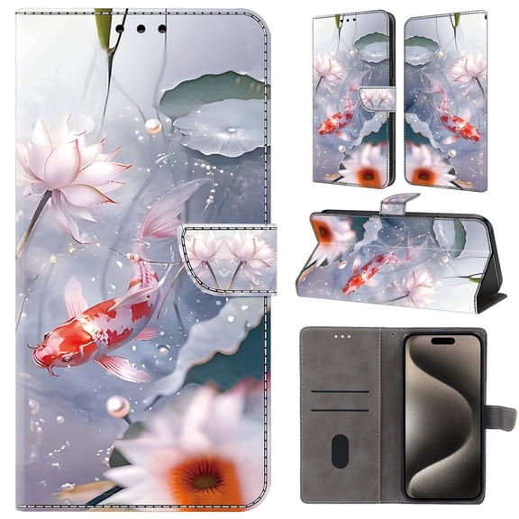 TECH CIRCLE For Galaxy S24+ Case,Premium PU Leather Funny Pattern Flip Wallet Case Cover with Card Slots Kickstand Women Girls Case for Samsung Galaxy S24 Plus 6.6" 2024,Fish