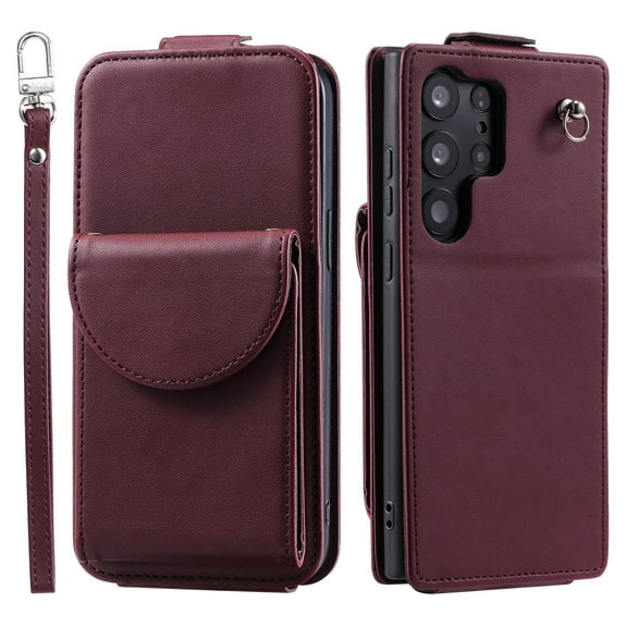 TECH CIRCLE For Galaxy S24 Wallet Case with Card Holder,PU Leather Flip Kickstand Magnetic Clasp Durable Shockproof Protective Phone Case for Samsung Galaxy S24 6.1" 2024,Winered