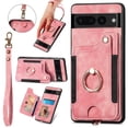 thumbnail image 1 of TECH CIRCLE For Google Pixel 8 Pro Wallet Case,Luxury PU Leather Card Holder Cash Slot RFID Blocking Shockproof Protective Case Cover with 360° Ring Kickstand Wristband for Google Pixel 8 Pro,Pink, 1 of 12