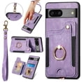 thumbnail image 1 of TECH CIRCLE For Google Pixel 8 Wallet Case ,Luxury PU Leather Card Holder Cash Slot RFID Blocking Shockproof Protective Case Cover with 360° Ring Kickstand Wristband for Google Pixel 8 2023,Purple, 1 of 12