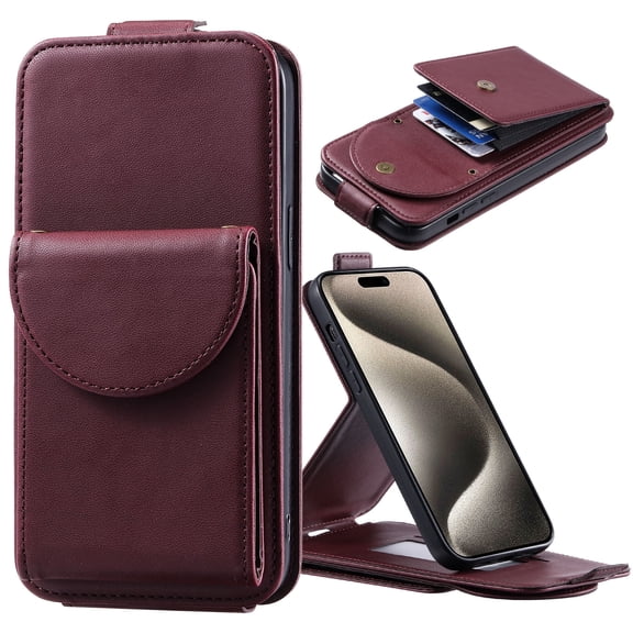 TECH CIRCLE For MOTO G Power 2023 Wallet Case with Card Holder,PU Leather Flip Kickstand Magnetic Clasp Durable Shockproof Protective Phone Case for Motorola MOTO G Power 2023 6.5",Winered