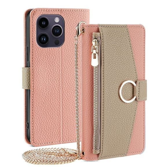 TECH CIRCLE For Samsung Galaxy A72 5G Wallet Case,PU Leather Flip Folio Stand Card Holder Zipper Ring Magnetic Protective Phone Case with Lanyard Strap Women Case for Galaxy A72 5G 6.7" 2021,Pink