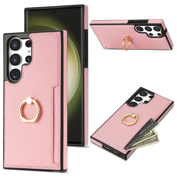 TECH CIRCLE For Samsung Galaxy Note 20 Ultra Case,PU Leather Slim Card Slots Case 360°Rotatable Ring Kickstand Shockproof Protective Women Men Case for Samsung Galaxy Note 20 Ultra 5G 6.9" 2020,Pink