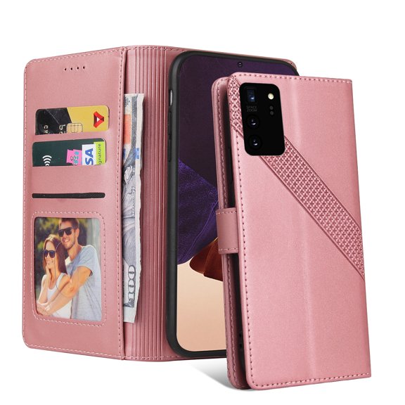 TECH CIRCLE For Samsung Galaxy Note 20 Ultra Wallet Case,Luxury Stylish PU Leather Shockproof Magnetic Flip Holder Credit Card Slots Drop Protection Cover.For Samsung Galaxy Note 20 Ultra,Rosegold