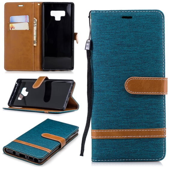 TECH CIRCLE For Samsung Galaxy Note 8 Wallet Case,Flip Folio Shockproof Protective Cover with Card Holder Kickstand Purse Wrist Strap Phone Case for Samsung Galaxy Note 8 6.3" 2017,Green