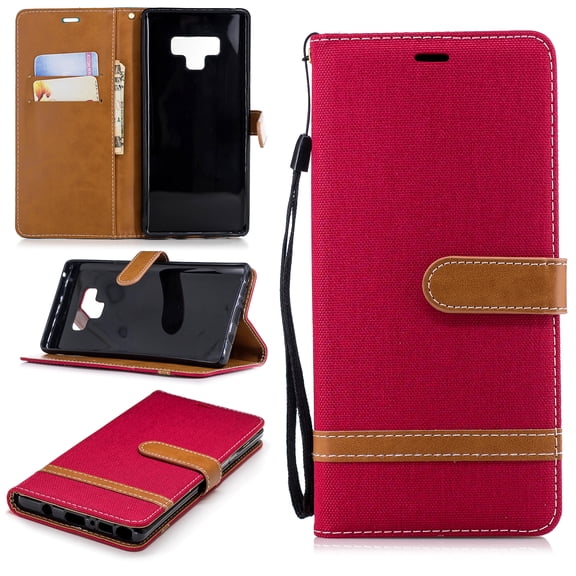TECH CIRCLE For Samsung Galaxy Note 9 Wallet Case,Flip Folio Shockproof Protective Cover with Card Holder Kickstand Purse Wrist Strap Phone Case for Samsung Galaxy Note 9 6.4" 2018,Red