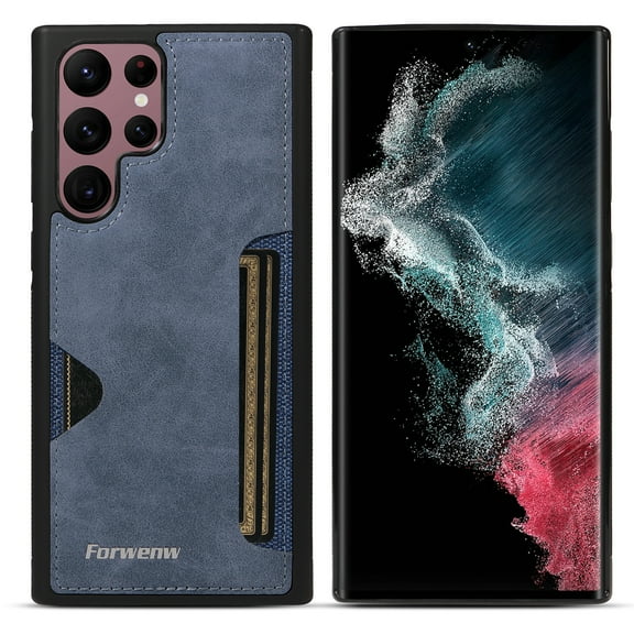 TECH CIRCLE For Samsung Galaxy S22 Case,Ultra Slim Luxury Premium PU Leather Card Slots Shockproof Full Protective Women Men Cover for Samsung Galaxy S22 6.1" 2022,Blue