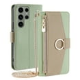 thumbnail image 1 of TECH CIRCLE For Samsung Galaxy S23 Ultra Wallet Case,PU Leather Flip Folio Stand Card Holder Zipper Ring Magnetic Protective Phone Case with Lanyard Strap Women Case for Galaxy S23 Ultra 2023,Green, 1 of 1