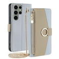 thumbnail image 1 of TECH CIRCLE For Samsung Galaxy S23 Wallet Case,PU Leather Flip Folio Stand Card Holder Zipper Ring Magnetic Protective Phone Case with Lanyard Strap Women Case for Galaxy S23 6.1" 2023,Blue, 1 of 8