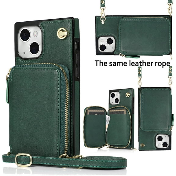 TECH CIRCLE For iPhone 11 Pro Max Wallet Case,Card Holder Phone Case for Women, Zipper PU Leather Purse Kickstand Folio Flip Case with Crossbody Strap for Apple iPhone 11 Pro Max 6.5" 2019,Darkgreen